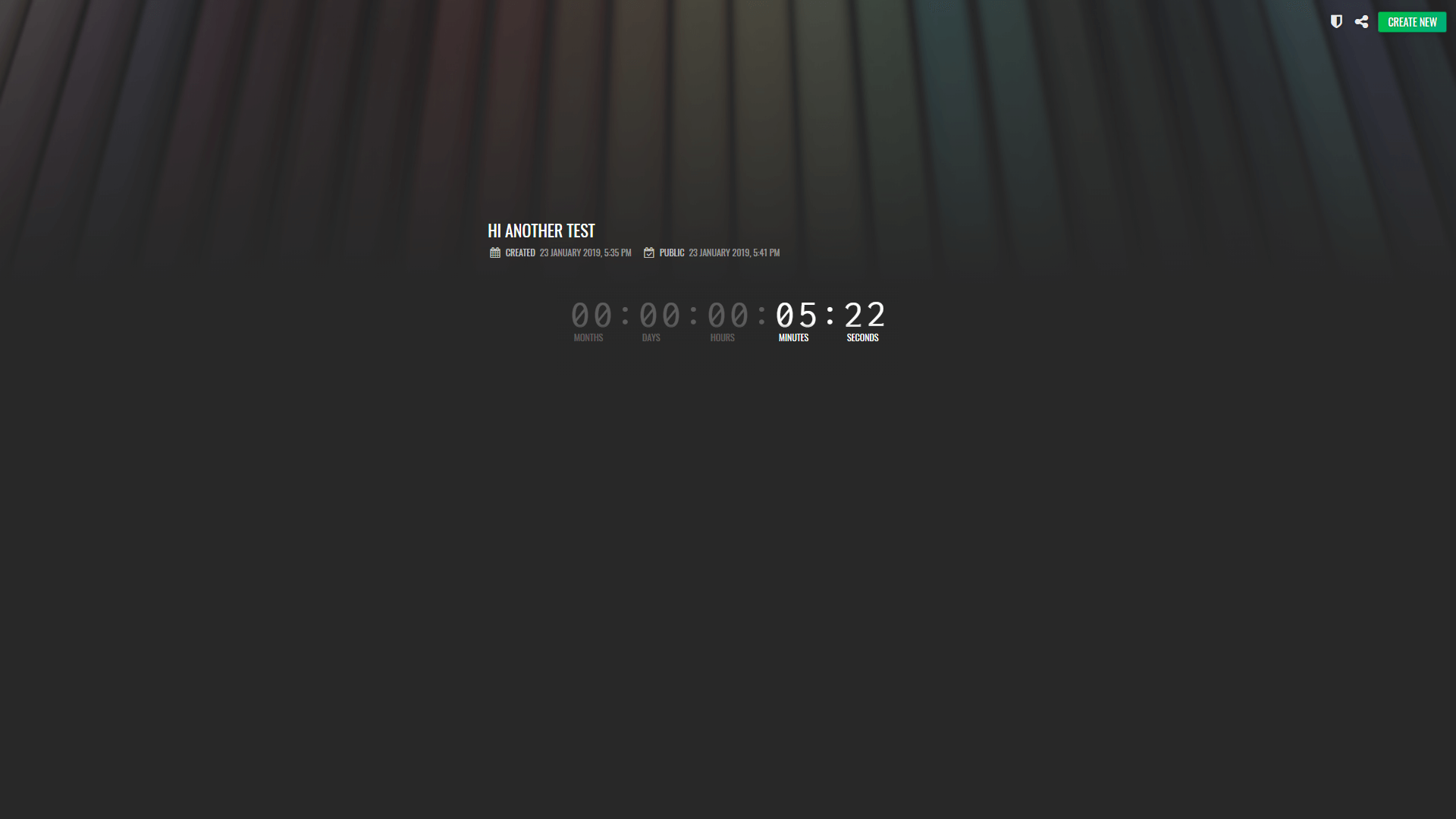 A screenshot showing a countdown after which the message will become public.